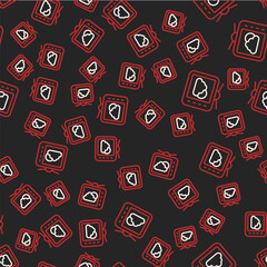 Line Weather forecast icon isolated seamless pattern on black background. Vector