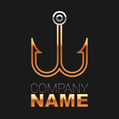 Line Fish icon isolated on black background. Colorful outline concept. Vector