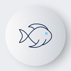 Obraz premium Line Fishing bucket with fish icon isolated on white background. Fish in a bucket. Colorful outline concept. Vector