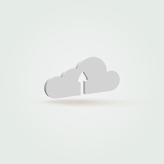 White cloud download icon isolated on a white background. 3D rendering.