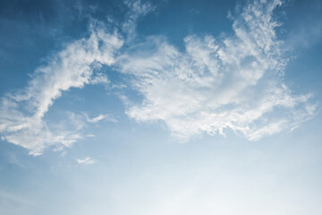 White clouds are soft and fluffy floating on blue sky for backgrounds concept, Selective focus