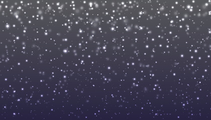 Abstract light glowing winter snow is falling randomly with space for your text and sparkle particles,Realistic elegant sparkle snowfall background for banner of winter collection decoration.