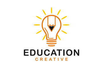 Creative Education logo design with Lightbulb and Pencil
