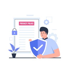 Privacy policy illustration design concept. Illustration for websites, landing pages, mobile applications, posters and banners