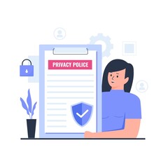 Flat design of privacy policy information concept. Illustration for websites, landing pages, mobile applications, posters and banners