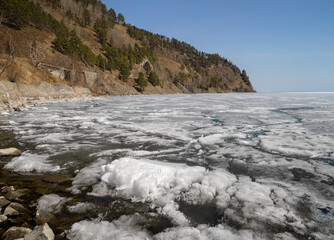 Baikal in the south almost melted