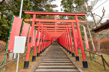 Fototapeta na wymiar Torii (Shinto gate) of Makekirai shrine in Tamba-Sasayama city in Hyogo, Japan