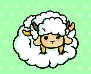 cute sheep on pink background, colorful illustration, 
kids t-shirt designs 