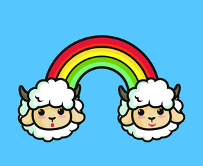 cute sheep on pink background, colorful illustration, 
kids t-shirt designs 