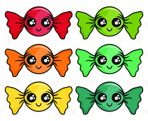 illustration of isolated candies set on white background