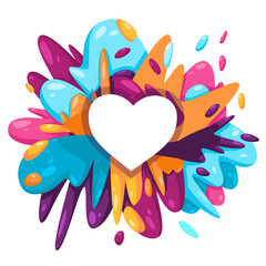love shape heart icon in colorful splat paint liquid splashing ink splash design creative illustration