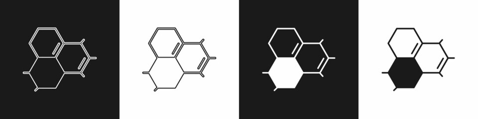 Fototapeta premium Set Molecule oil icon isolated on black and white background. Structure of molecules in chemistry. Vector