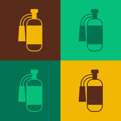 Pop art Fire extinguisher icon isolated on color background. Vector