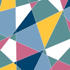 Abstract geometrik blue, green, yellow, pink background.