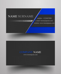 Business card in combination of grey and blue.
