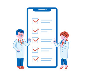 スマホのチェックリストと医者のイラスト