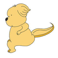 横向きでスクワットをする犬