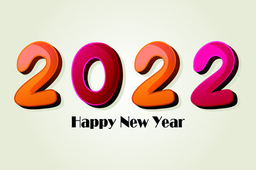 2022 Happy new year 3d typography vector design