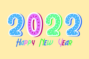 2022 Happy new year colors typography vector design