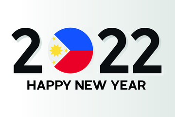 2022 Happy new year Philippines Flag typography vector desig