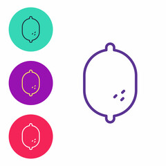 Set line Lemon icon isolated on white background. Set icons colorful. Vector