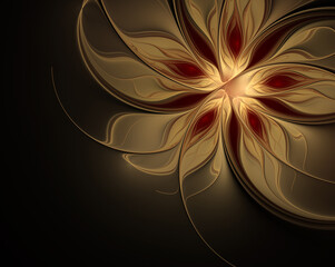 Fractal golden flower on dark background