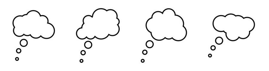 Thought bubble icon. Thinking cloud bubble icon. Speech bubbles Isolated on white background. Idea symbol. Conversation icon.