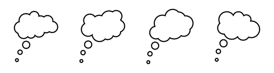 Thought bubble icon. Thinking cloud bubble icon. Speech bubbles Isolated on white background. Idea symbol. Conversation icon.