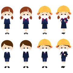 マスクをして入学する子供達セット
