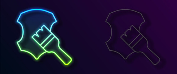 Glowing neon line Leather icon isolated on black background. Vector