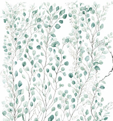 seamless floral pattern dense vines watercolor illustration