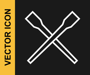 White line Food chopsticks icon isolated on black background. Wooden Korean sticks for Asian dishes. Oriental utensils. Vector