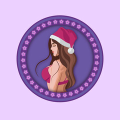 Sexy snow maiden. Vector illustration.