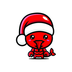 Lobster wearing a Christmas hat