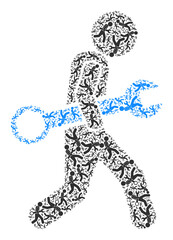Vector serviceman icon collage. Serviceman mosaic is constructed of randomized recursive serviceman parts. Recursive collage for serviceman icon.