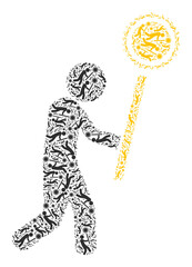 Vector light wizard man icon composition. Light wizard man mosaic is organized of scattered recursive light wizard man pictograms. Recursive mosaic of light wizard man icon.