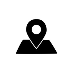 Location Icon in black flat glyph, filled style isolated on white background