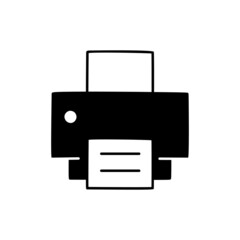 Print Icon in black flat glyph, filled style isolated on white background