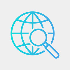 Fototapeta premium Global search icon in gradient style about marketing and seo, use for website mobile app presentation