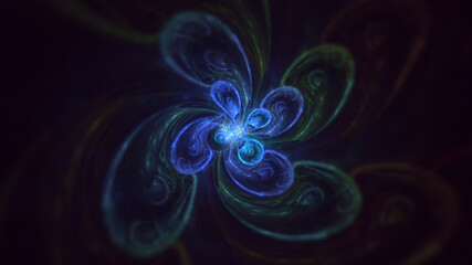 3D rendering abstract multicolor fractal light background