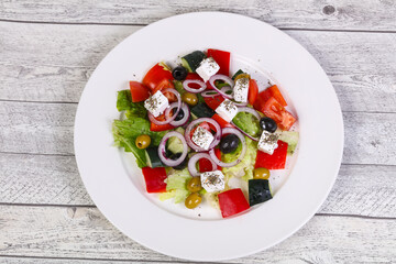 Traditional Greek salad with feta cheese