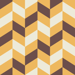 Abstract Horizontal Zigzag Retro Pattern in Brown, Yellow, and Beige Colors. Background for Template Banner Social Media Advertising