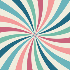 Abstract Starburst, or Sunburst Backdrop in Beige, Blue, Green, Red, Pink and Light-Blue Colors. Abstract Twisted Colorful Sunlight Design Wallpaper for Template Banner Social Media Advertising
