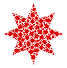 Vector eight pointed star icon collage. Eight pointed star collage is constructed from repeating recursive eight pointed star pictograms. Recursive mosaic from eight pointed star icon.