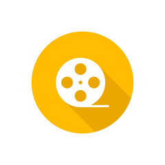 Film reel flat icon with shadow