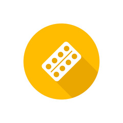 Pills pack flat icon with shadow