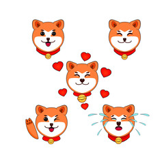 Cute young Akita dog or Akita inu from northern japan drawing in cartoon vector