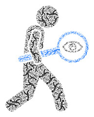 Vector zoom glass auditor icon mosaic. Zoom glass auditor mosaic is constructed of randomized self zoom glass auditor elements. Recursion mosaic of zoom glass auditor icon.