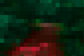Geometric abstract dark emerald and ruby pixel mosaic