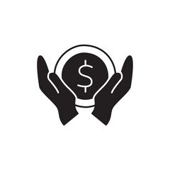 Obraz premium Saving Icon in black flat glyph, filled style isolated on white background